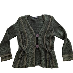 Y2K WHIMSYGOTH Fairycore Green Knit Big Button Cardigan Sweater
